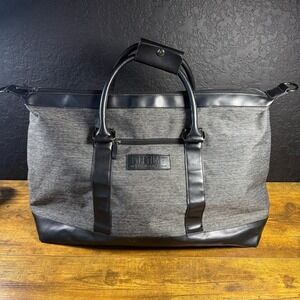 Lifetime Gray Canvas Faux‎ Leather Trim Duffel Weekender Travel Bag Large Unisex